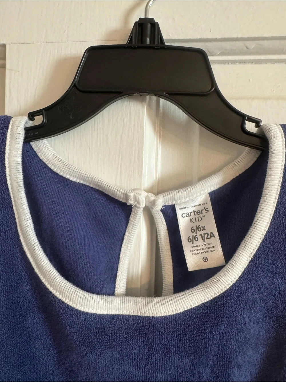 Carter's Navy Blue Terry Romper with White Trim